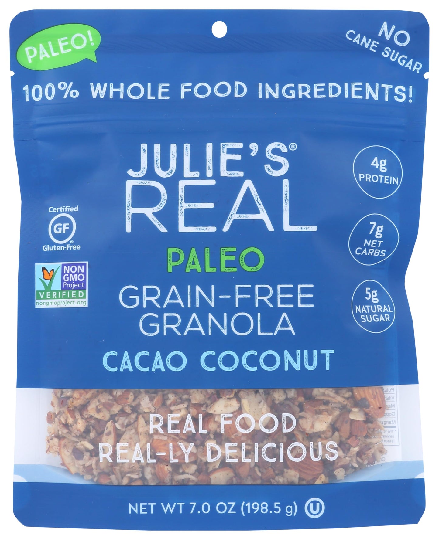 JULIES REAL Cacao Coconut Granola, 7 OZ