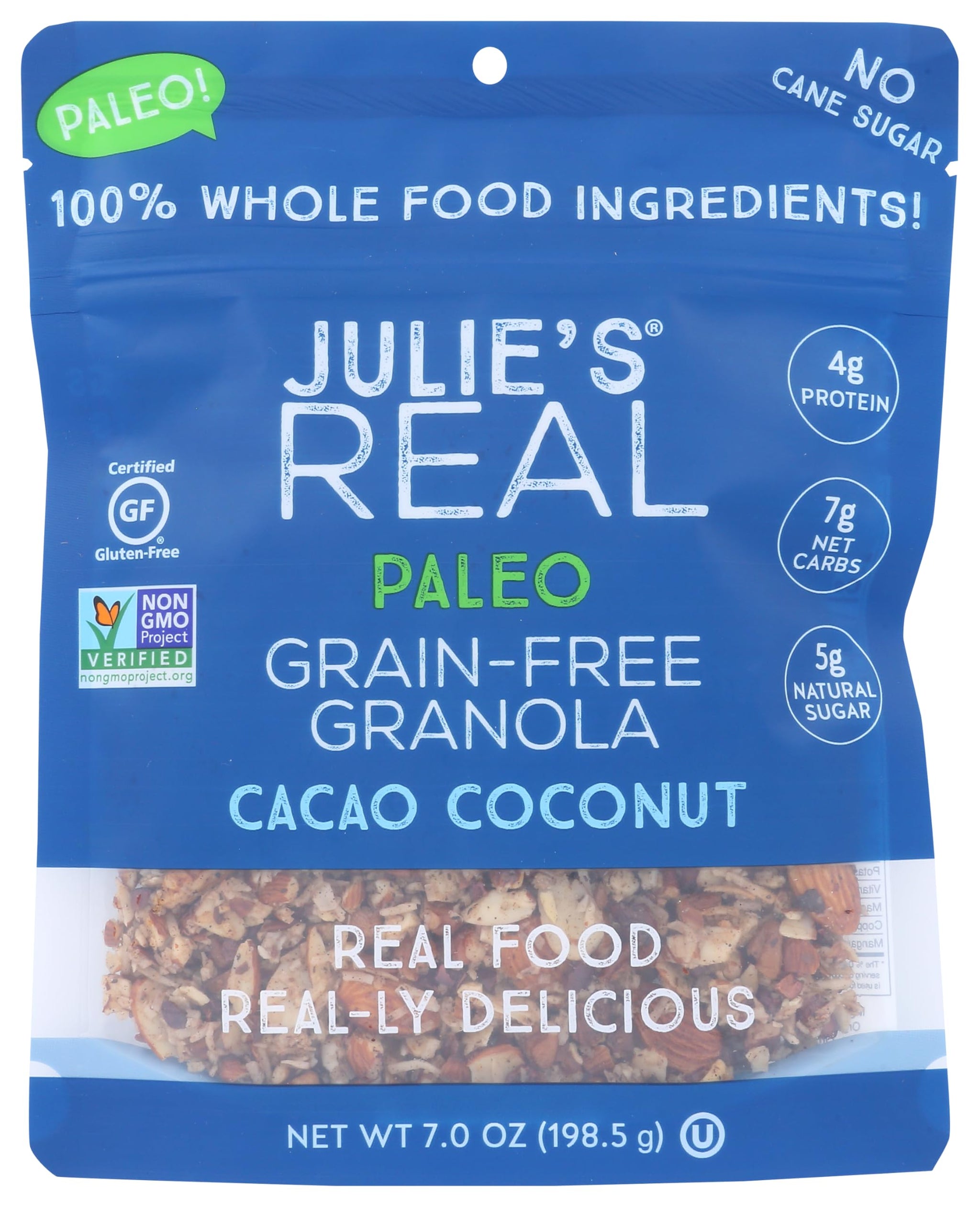 JULIES REAL Cacao Coconut Granola, 7 OZ