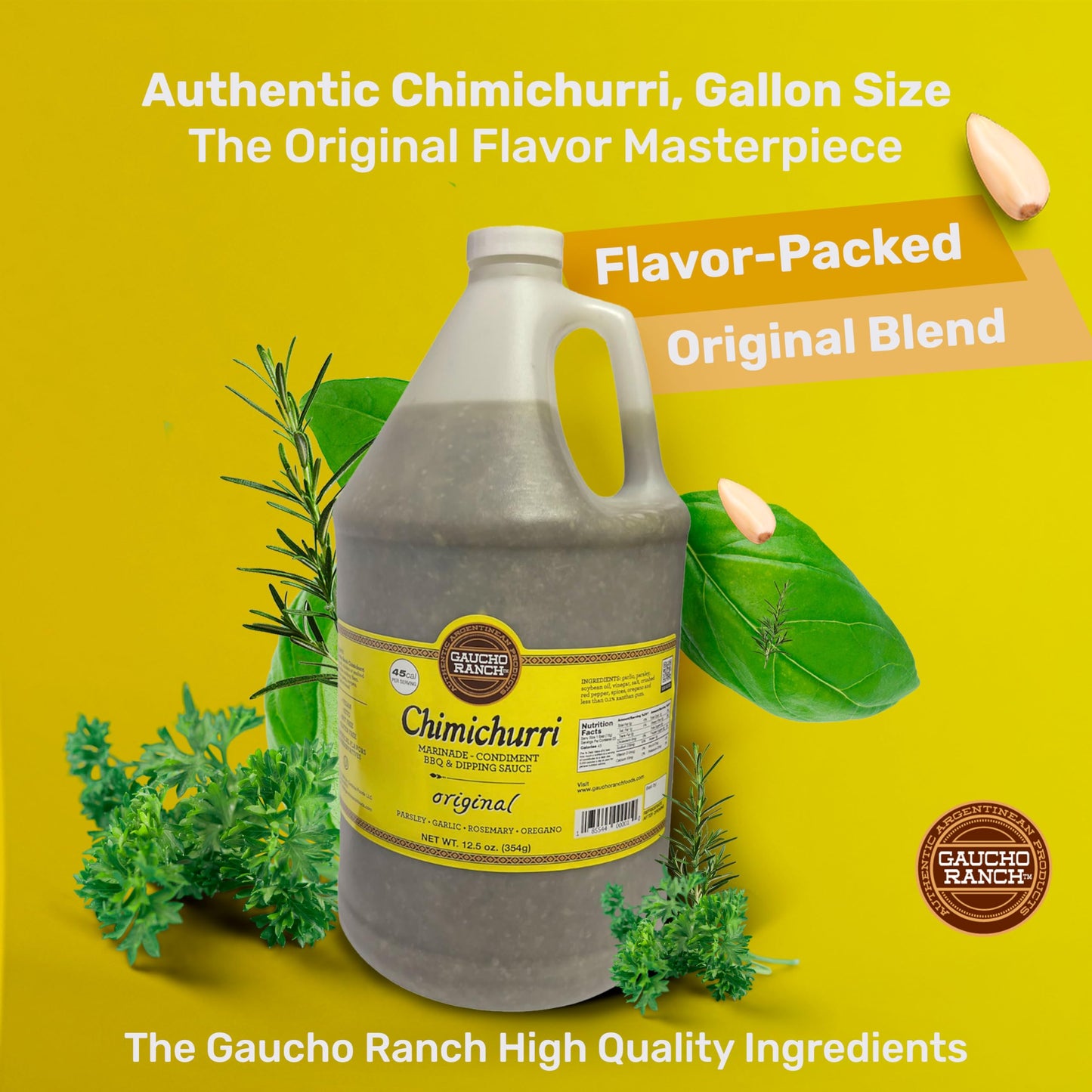 Gaucho Ranch Original Flavor and Authentic Chimichurri Sauce, Gluten-Free Chimichurri Seasoning Blend with Fresh Organic Herbs, Premium Vegan