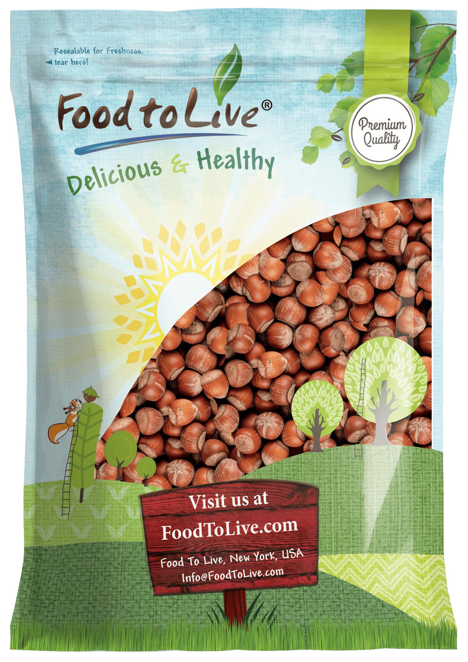 Food to Live Hazelnuts in Shell, 6 Pounds - Oregon Whole Filberts for Snacking Baking and Crafts, Unsalted, Unroasted, Keto, Vegan, Kosher, Bulk Nuts