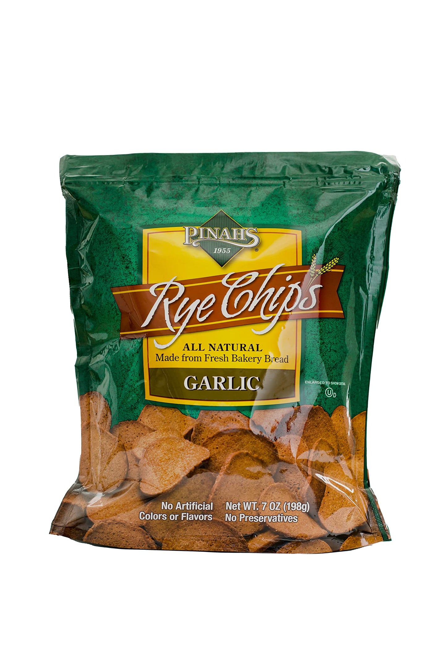 Pinahs Rye Chips , Garlic, 7 ounces