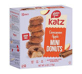 Katz Gluten Free Mini Cinnamon Apple Donuts. Fresh Baked Donuts Made With Apple Chunks and Dusted In Cinnamon Sugar. Grain Free. Tree Nut Free, Peanut