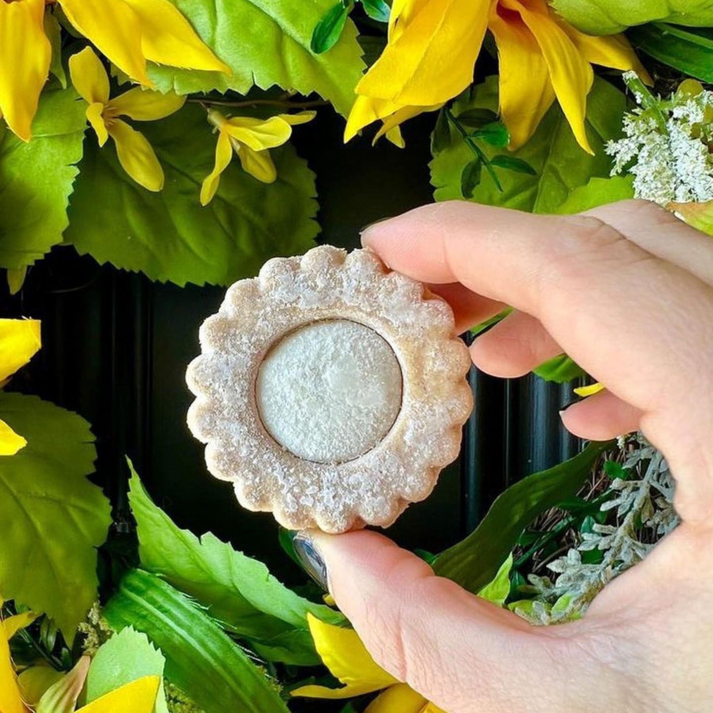 My Dad's Cookies Gluten Free Lemon Burst Cream Filled Linzer Sandwich Cookies with Powdered Sugar - Dairy-Free, Kosher, Nut-Free, Italian Style