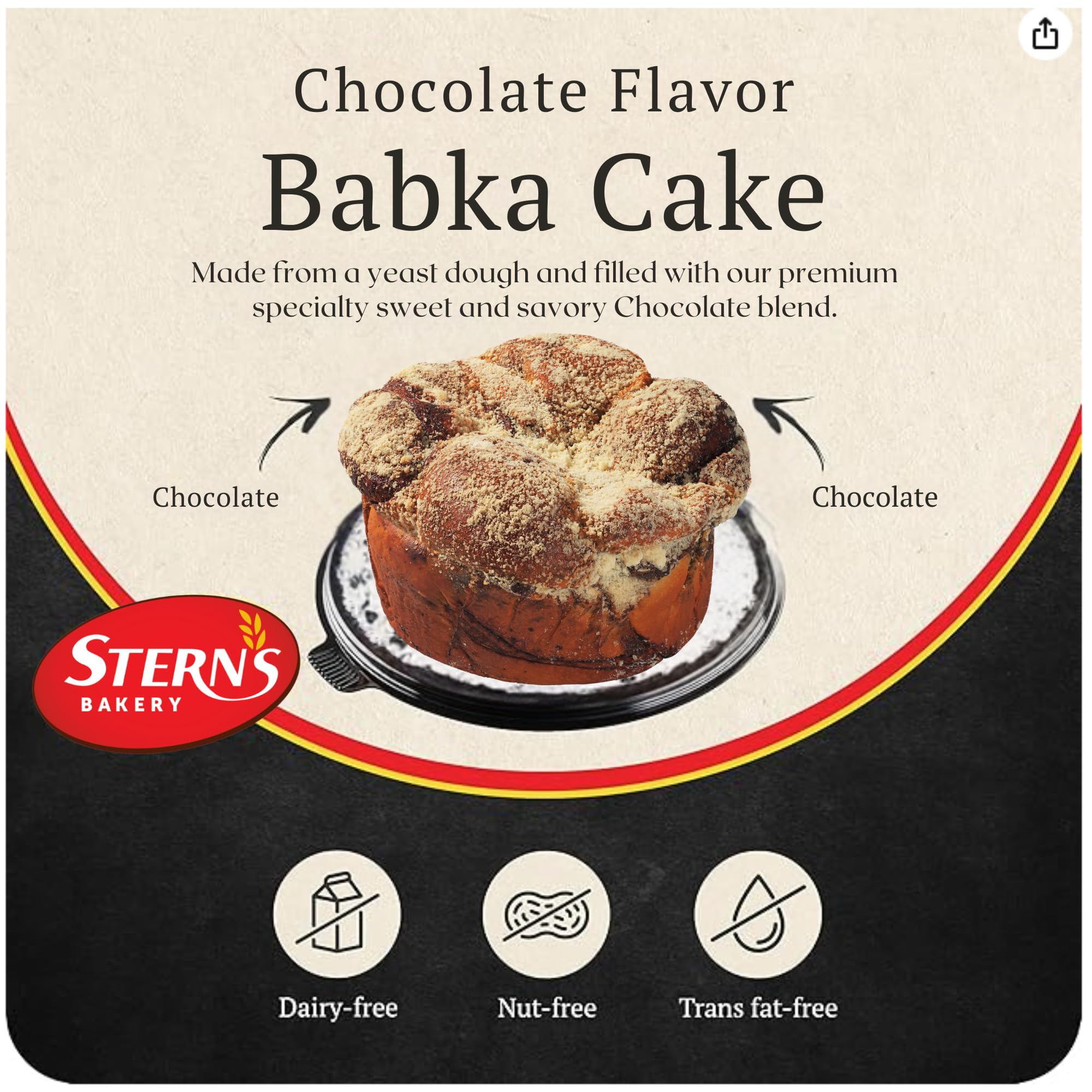 Stern’s Bakery Chocolate Babka Cake - Purim Gift, Mishloach Manot | Artisan Chocolate Breakfast Pastries | Kosher, Dairy-Free & Nut-Free