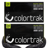 Colortrak Black Vinyl Gloves, Disposable Latex-Free & Powder-Free Hair Color Gloves for Chemical Processing & Salon Services, 200 Count (2 Boxes)