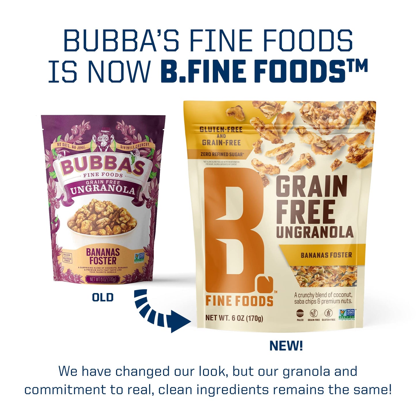 B. Fine Foods Grain-Free Crunchy Granola Snack of Coconut, Saba Chips & Premium Nuts - UnGranola Banana Foster - Zero-Refined Sugar, Gluten-Free