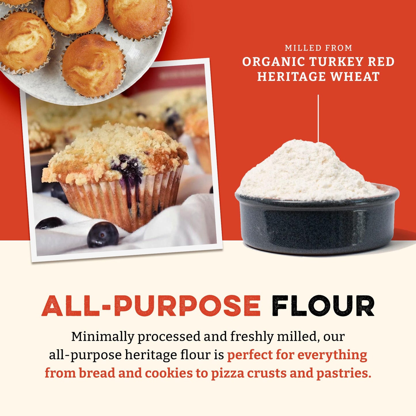Sunrise Flour Mill Heritage Organic White Flour | USDA Organic All Purpose Flour Unbleached - Non-GMO, Kosher, Grown Without Glyphosate, High Protein