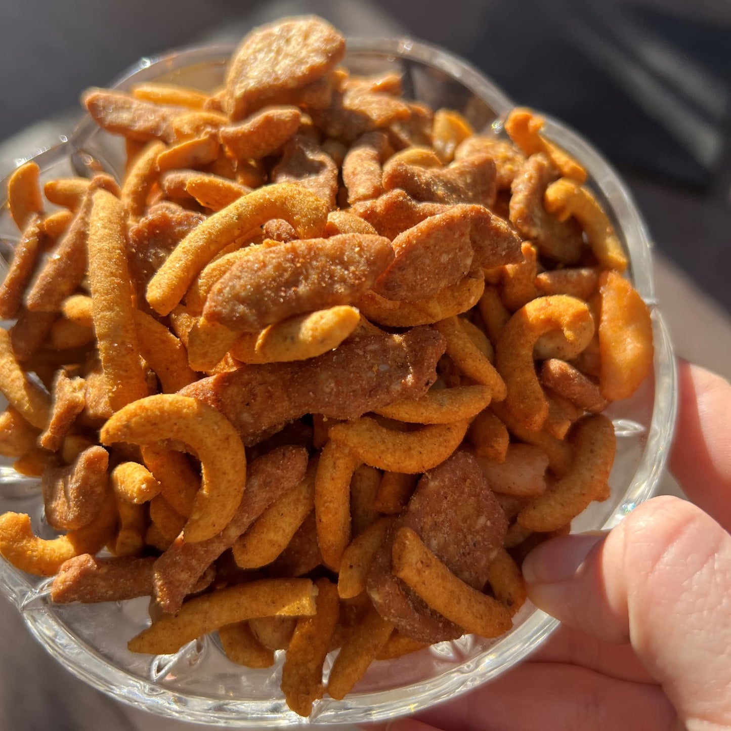 Spicy Snack Mix | Party Mix including hot Cajun corn sticks, roasted peanuts, and cheddar cheese sesame sticks | Runnin' Wild Foods, 1.5 Pounds Total