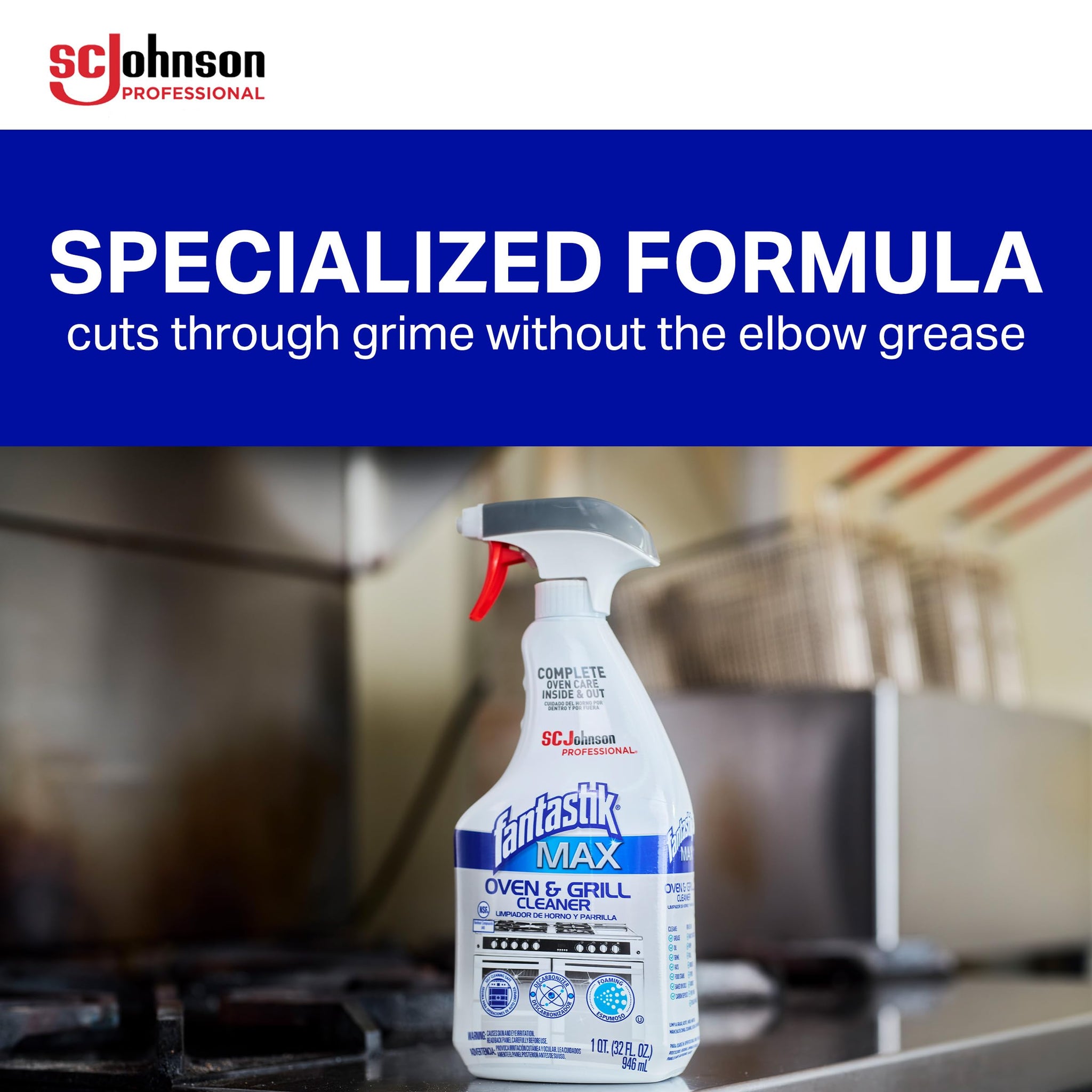 SC Johnson Professional Fantastik Max Oven & Grill Cleaner Spray, Cleans Inside and Out, 32 Fl Oz