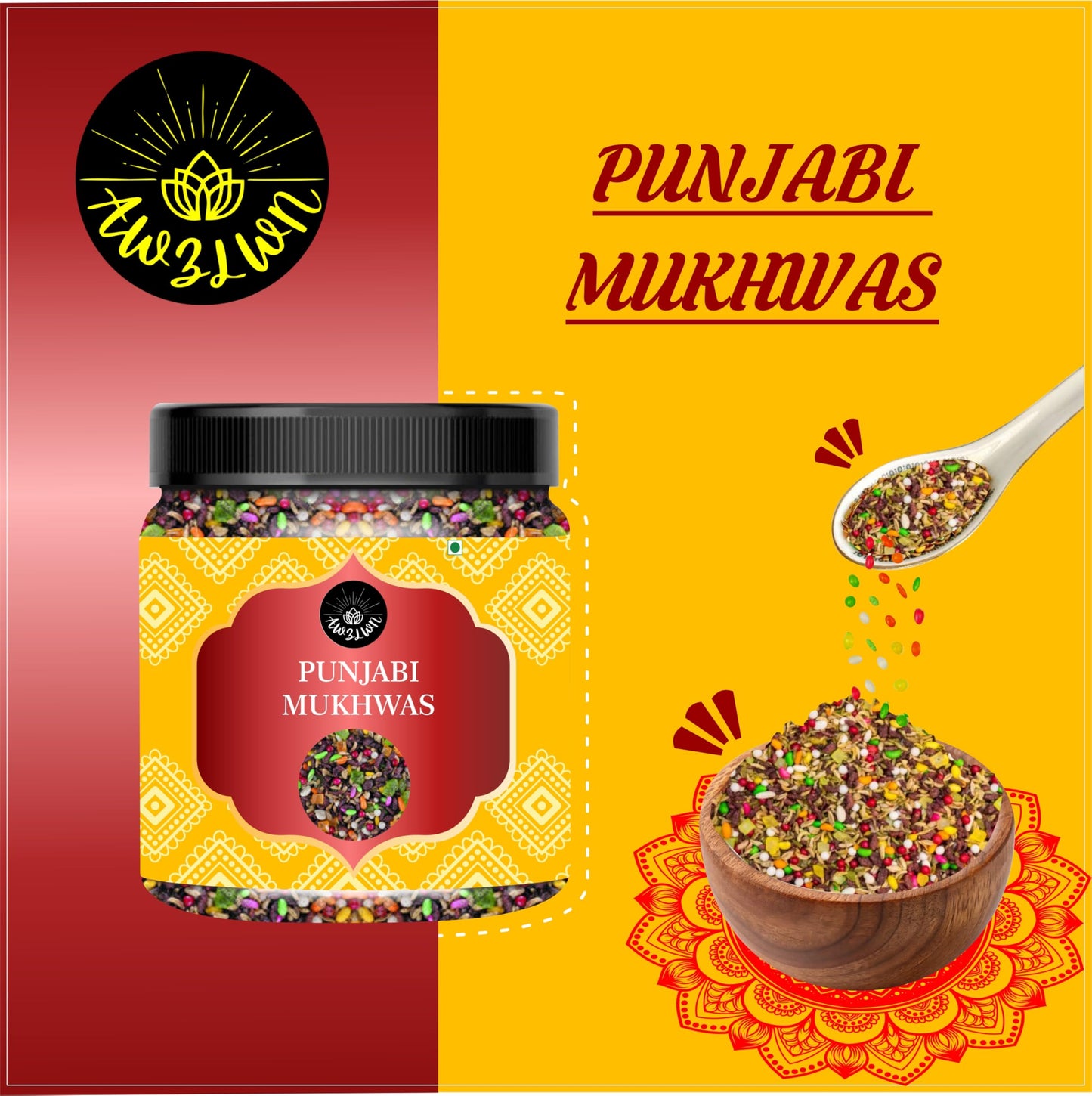 AWZLWN Natural Punjabi Mukhwas 1.76 OZ (50 GM) | Set oF 1 | AWZLWN