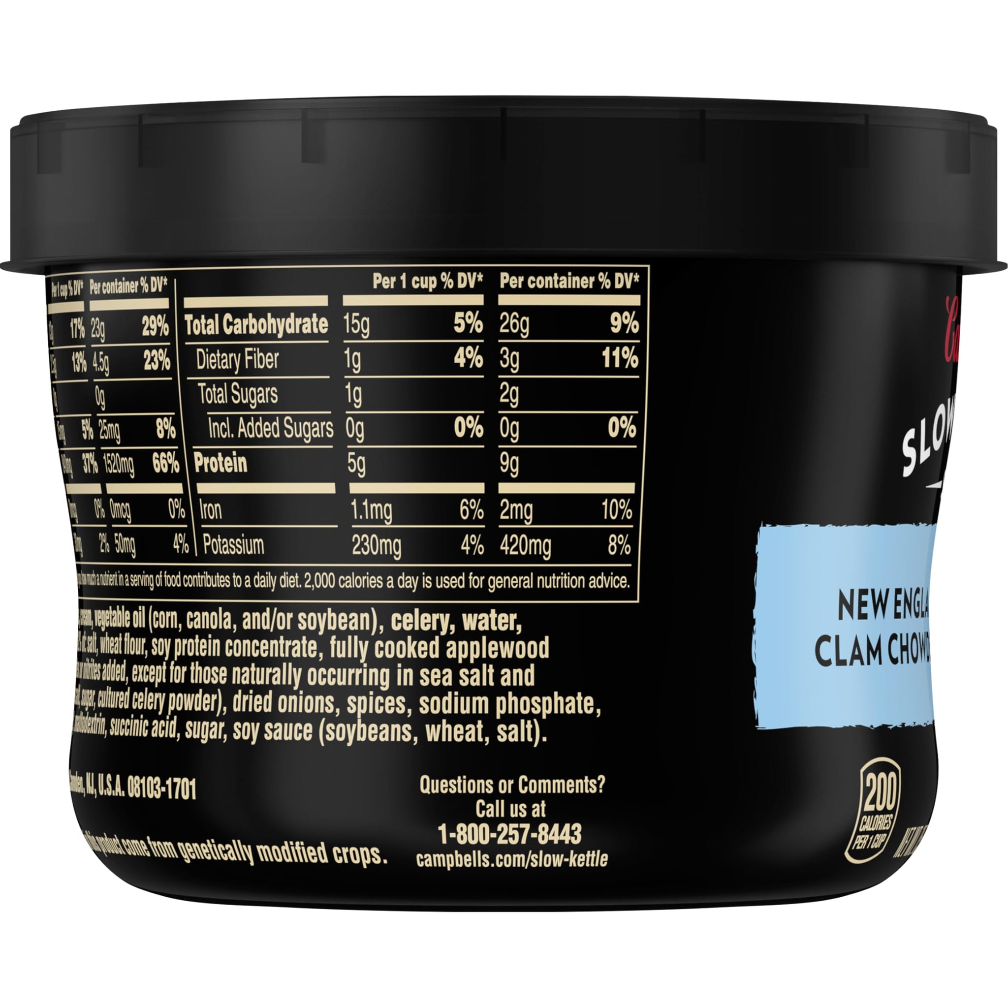 Campbell's Slow Kettle Style New England Clam Chowder, 15.5 oz. Tub