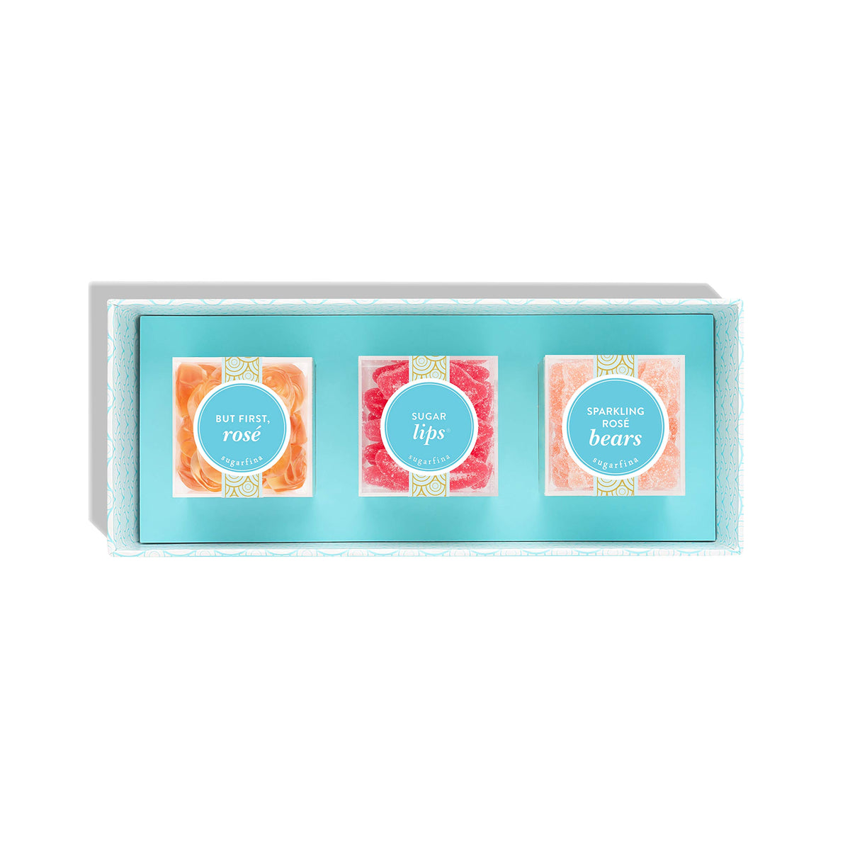 Sugarfina Treat Yourself 3 Piece Candy Bento Box | But First, Rosé Roses, Sugar Lips, Sparkling Rosé Bears
