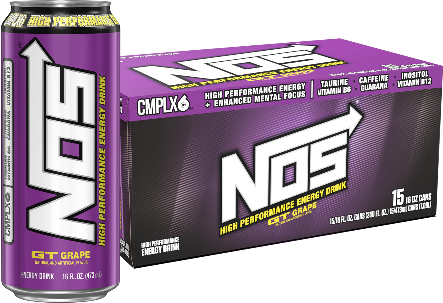 NOS GT Grape: High Performance Energy Drink. 16 Fl oz