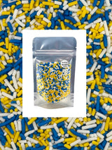 Blue Yellow White Sprinkles for Cake, Cupcake, Cookie Decorations, Ice Cream and Donut Toppings Edible Decorating Baking Supplies - 4 oz package