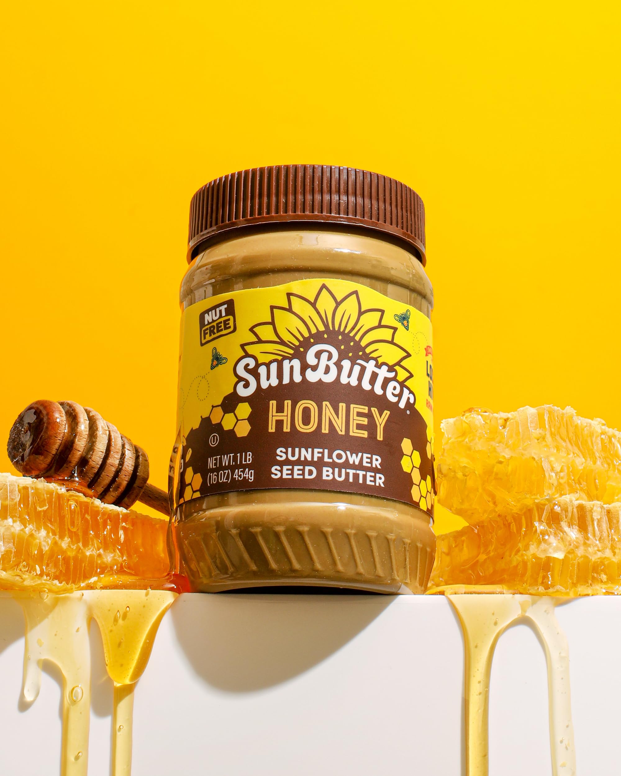 SunButter Honey Sunflower Seed Butter, 16 oz Nut-Free Spread with 5g Plant-Based Protein, Roasted Rich & Savory Flavor, Smooth Texture | Vegan