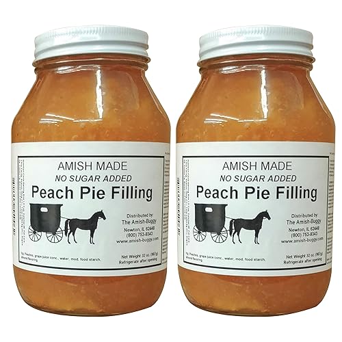 Amish Pie Filling No Sugar Added Peach- TWO 32 Oz Jars