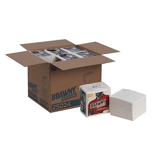 Georgia-Pacific Professional 25024 Brawny Industrial Heavy Duty Qrtrfld Shop Towels, 13x13, White, 70 Per Pack (Case of 12 Packs)