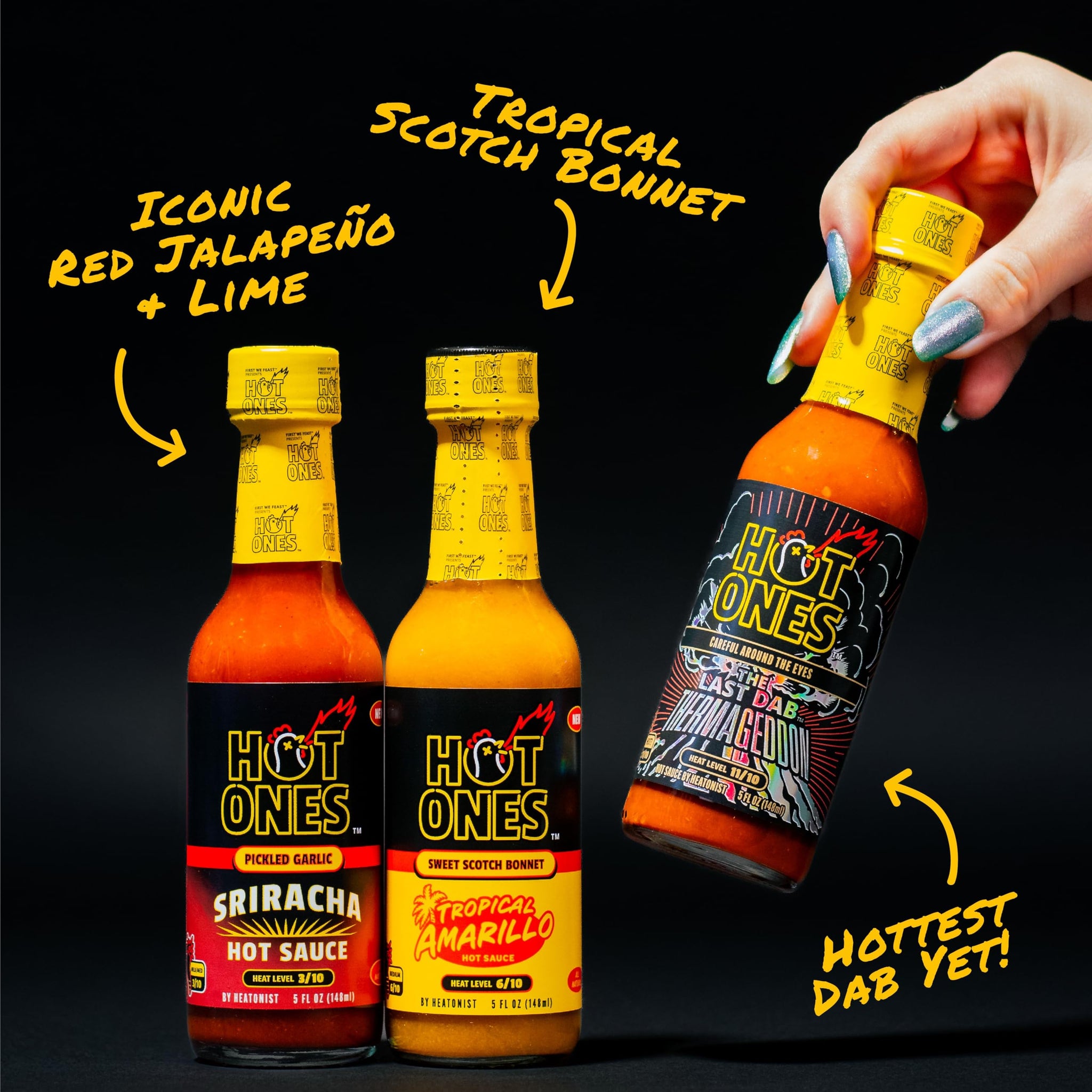 Hot Ones Hot Sauce Challenge Set - Season 30 Trio - Hot Sauces Gift Set - Variety Pack - Made with Natural Ingredients - Unique Small Batch Sampler