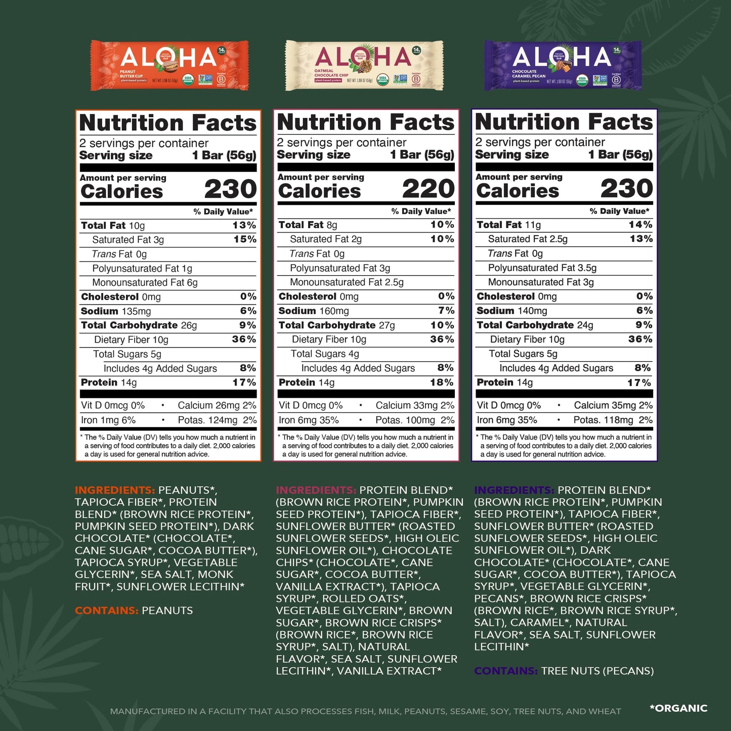 ALOHA Organic Plant Based Protein Bars - Sampler Pack 2nd Edition - 12 Bars, Vegan, Low Sugar, Gluten-Free, Paleo, Low Carb, Non-GMO, No Stevia, No