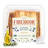 Firehook Sea Salt Crackers - Artisan Baked, Uniquely Crunchy, Baked with Simple Ingredients - Organic, Non-GMO, Kosher - 8 oz Box