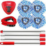 Mop Head Replacement for O Cedar, Spin Mop Replacement Head for O Cedar RinseClean 2 Tank System, 4 Microfiber Mop Refills,1 Scrub Brush,1 Base