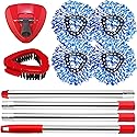Mop Head Replacement for O Cedar, Spin Mop Replacement Head for O Cedar RinseClean 2 Tank System, 4 Microfiber Mop Refills,1 Scrub Brush,1 Base