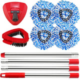 Mop Head Replacement for O Cedar, Spin Mop Replacement Head for O Cedar RinseClean 2 Tank System, 4 Microfiber Mop Refills,1 Scrub Brush,1 Base