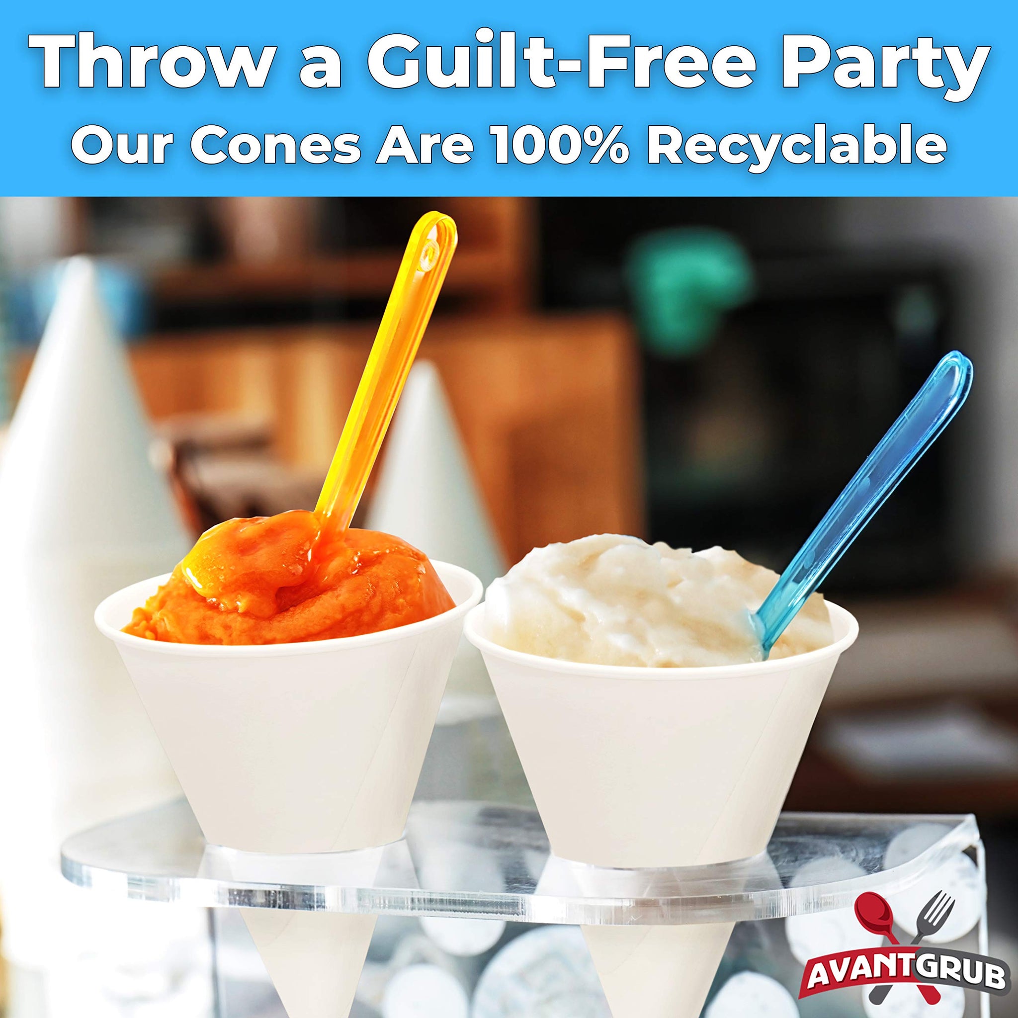 Eco Friendly Leak Proof 6 Oz Paper Cups 100pk. Perfect Snow Cone Cup for Kids Parties or Weddings. Great Paper Cup for Office Water Cooler or Sno Cone