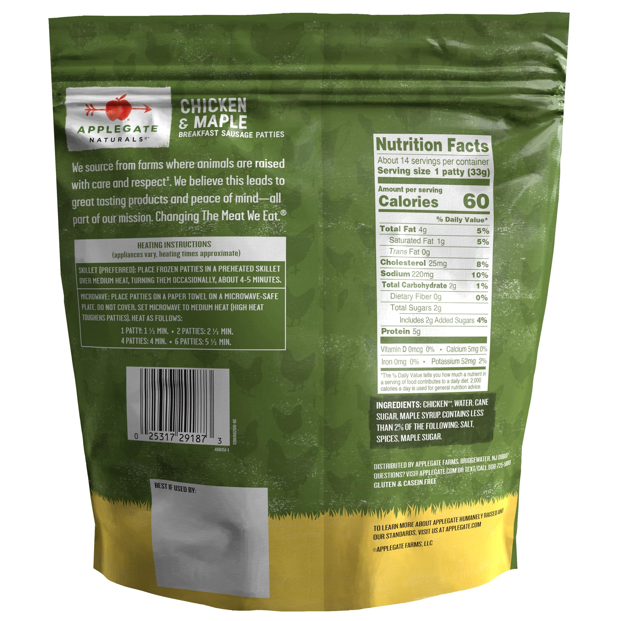 Applegate, Chicken & Maple Breakfast Sausage Patties, 16 oz