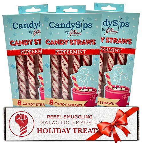 Christmas Peppermint Sticks Candy Straws 3 Pack by Rebel Smuggling Galactic Emporium (24 Straws Total)