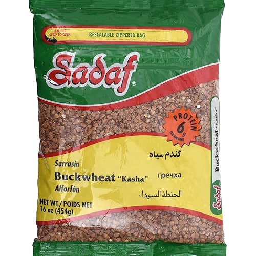 Sadaf Toasted Buckwheat Kasha - Whole Buckwheat Groats for Cooking and Food Flavoring - 100% Pure Grain - Middle Eastern Cuisine - 16 Oz Reseable Bag