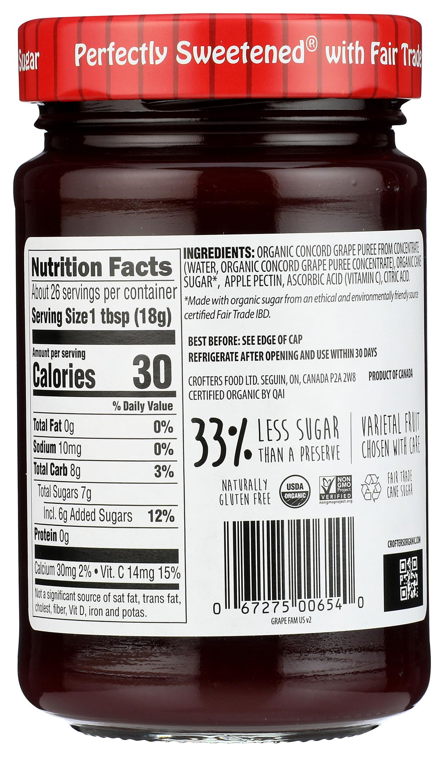 Crofters Organic Concord Grape Premium Spread, 16.5 Oz Jar