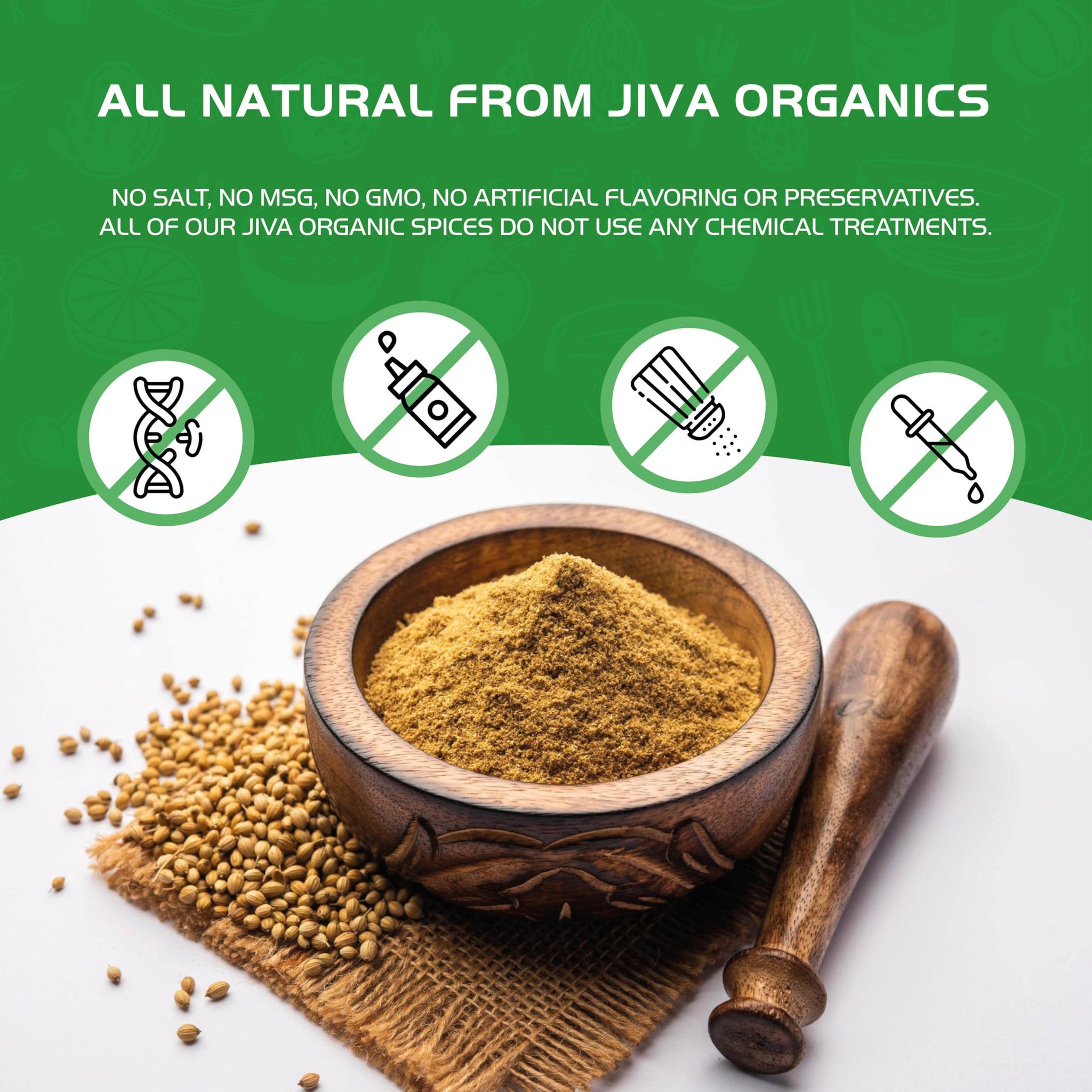 Jiva Organic Coriander Powder 1 Pound Large Jar (16oz) - Pure, Non-GMO, Lab Tested, 100% Raw Ground Coriander from India