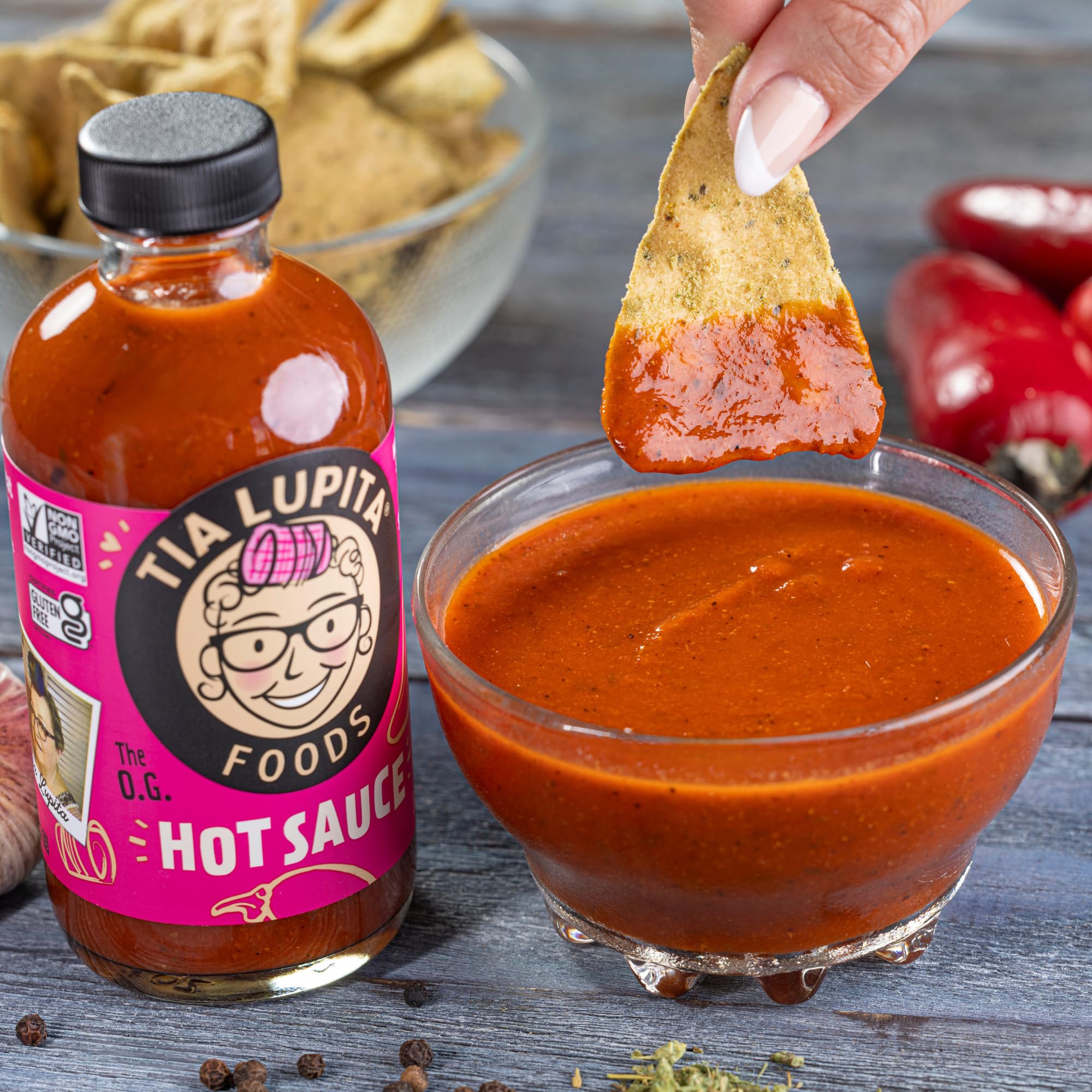 Tia Lupita Hot Sauce | 8 oz x 1 Bottle | Flavorful Heat, Medium Spice, Smoky with hints of Sweetness | Gluten Free, Non GMO, Sugar Free, Low Sodium