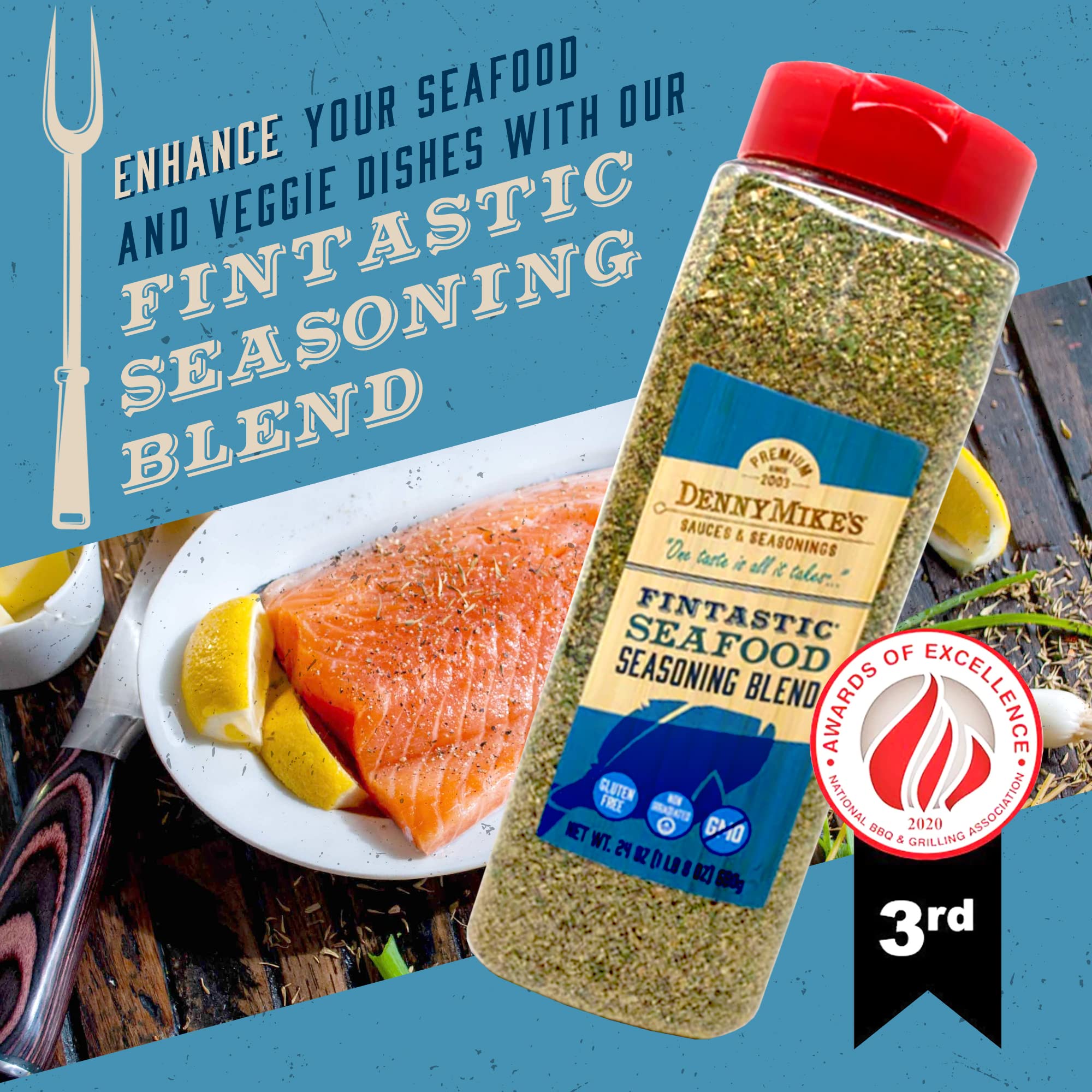 DennyMike’s Fintastic Seafood Seasoning - All-Natural Lemon Pepper & Dill Fish Spice Blend for Grilling, Baking & BBQ - Gluten-Free, Keto & Vegan