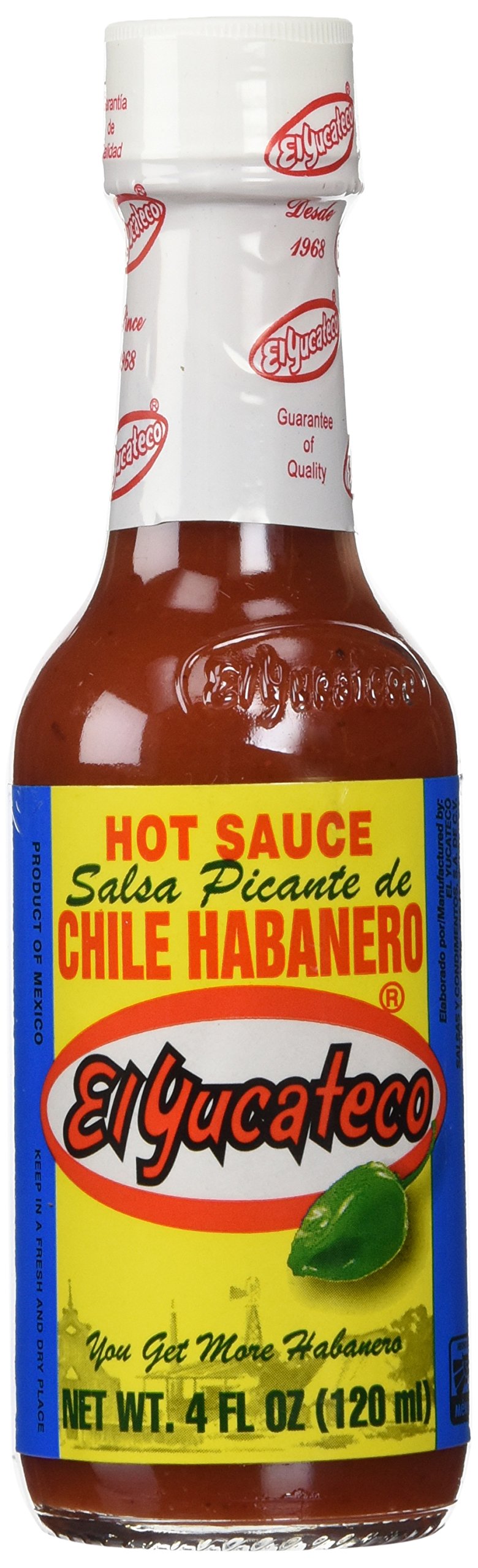 El Yucateco Red Habanero Hot Sauce, 4 Fl Oz (Pack of 4)