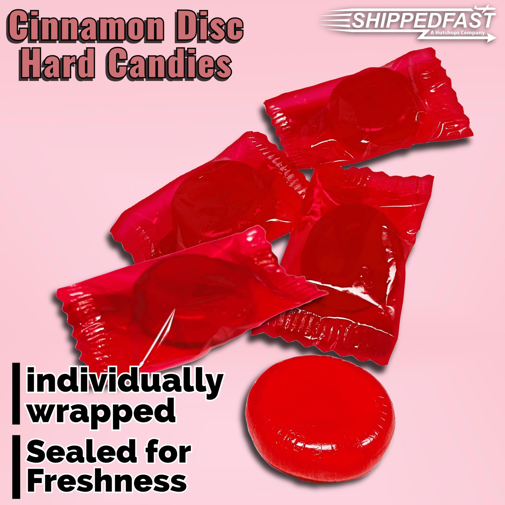Cinnamon Discs Hard Candies - (1 Pound Bag) of Individually Wrapped Red Cinnamon Candy Disks.(16oz.)