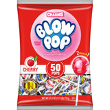Charms Blow Pop Single Flavor Bag - Cherry Flavored Lollipops with a Bubble Gum Center - Individually Wrapped Hard Candy - Red Candy - Peanut Free