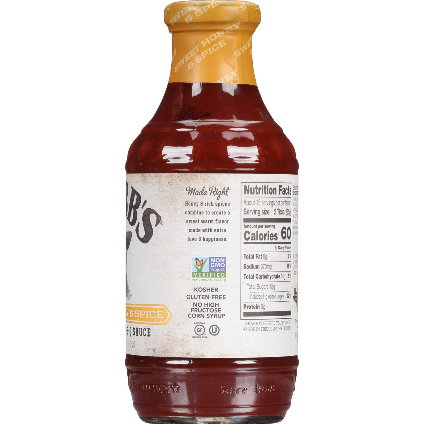 Stubb's Sweet Honey & Spice Legendary Bar-B-Q Sauce, 18 OZ
