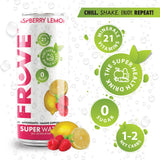 FrUve Super Water | Raspberry Lemon Flavor | 4 Pack 16oz Cans | Healthy Drink | Zero Sugar | Low Calorie Drink | Powerful Antioxidants | Boosts Immune