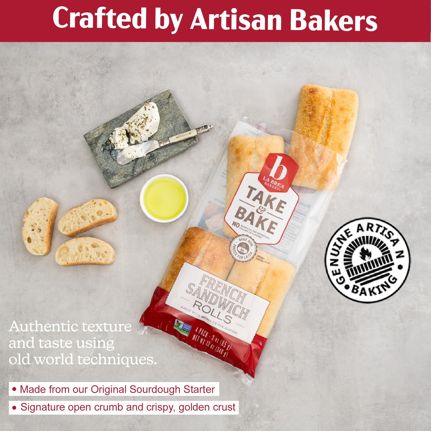 La Brea Bakery Take & Bake French Sandwich Rolls, 4Pk, 12 Oz