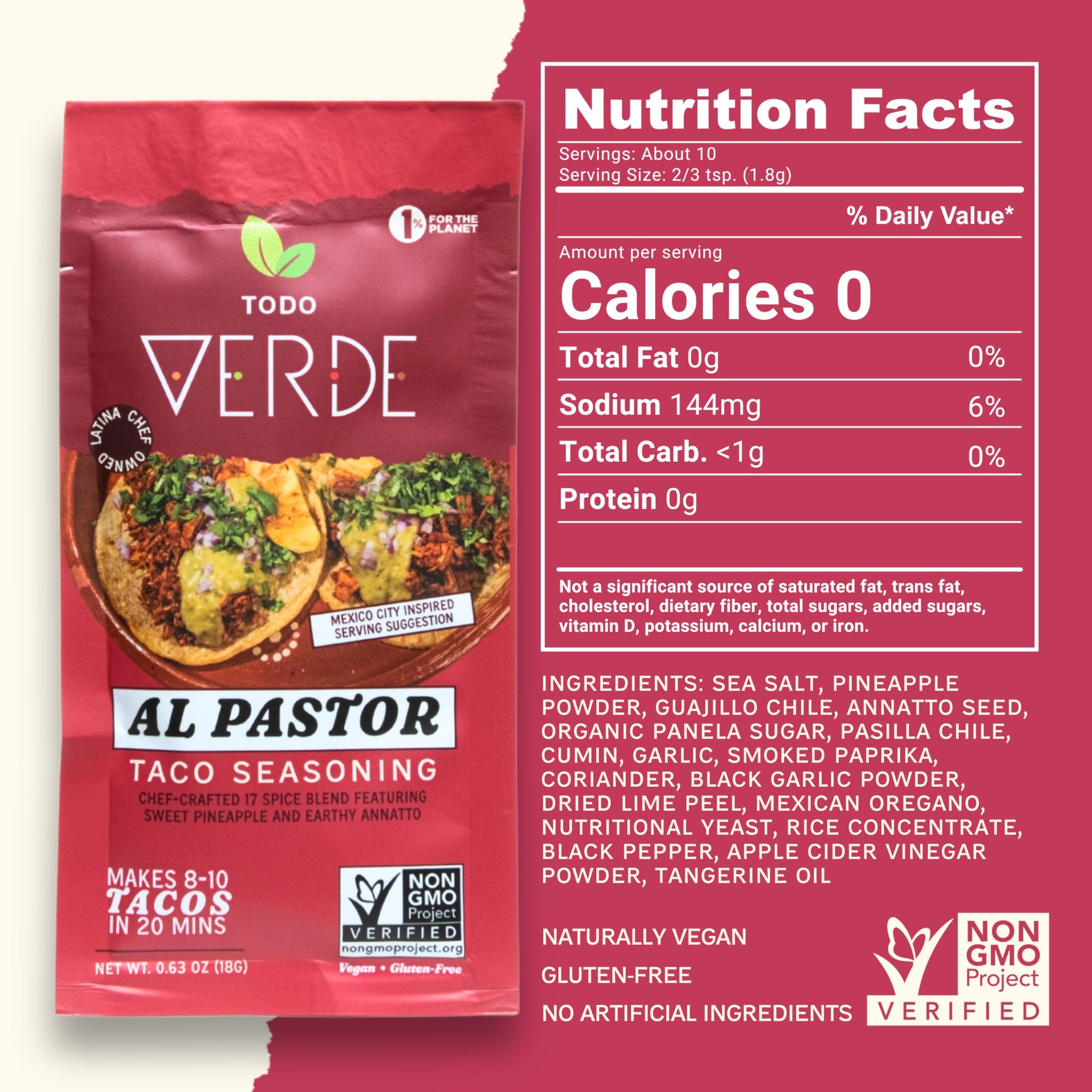 Al Pastor Healthy Taco Seasoning Packets - Todo Verde Mexican Seasoning Mix | Chef Curated Taco Blends with Sweet Pineapple & Black Garlic | Vegan