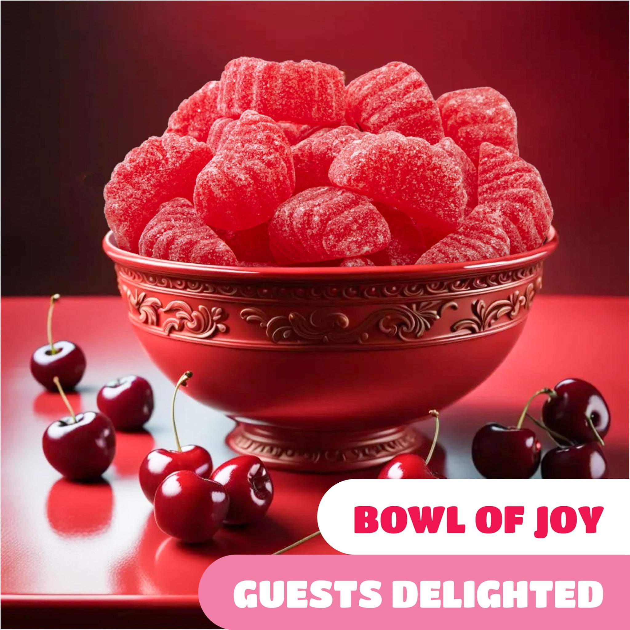 Cherry Slices Jelly Candy - 2 Pound Bulk Pack - Nostalgic Candy for Office Bowls and Holiday Buffets - Gelatin Free Soft Candies for Snacking