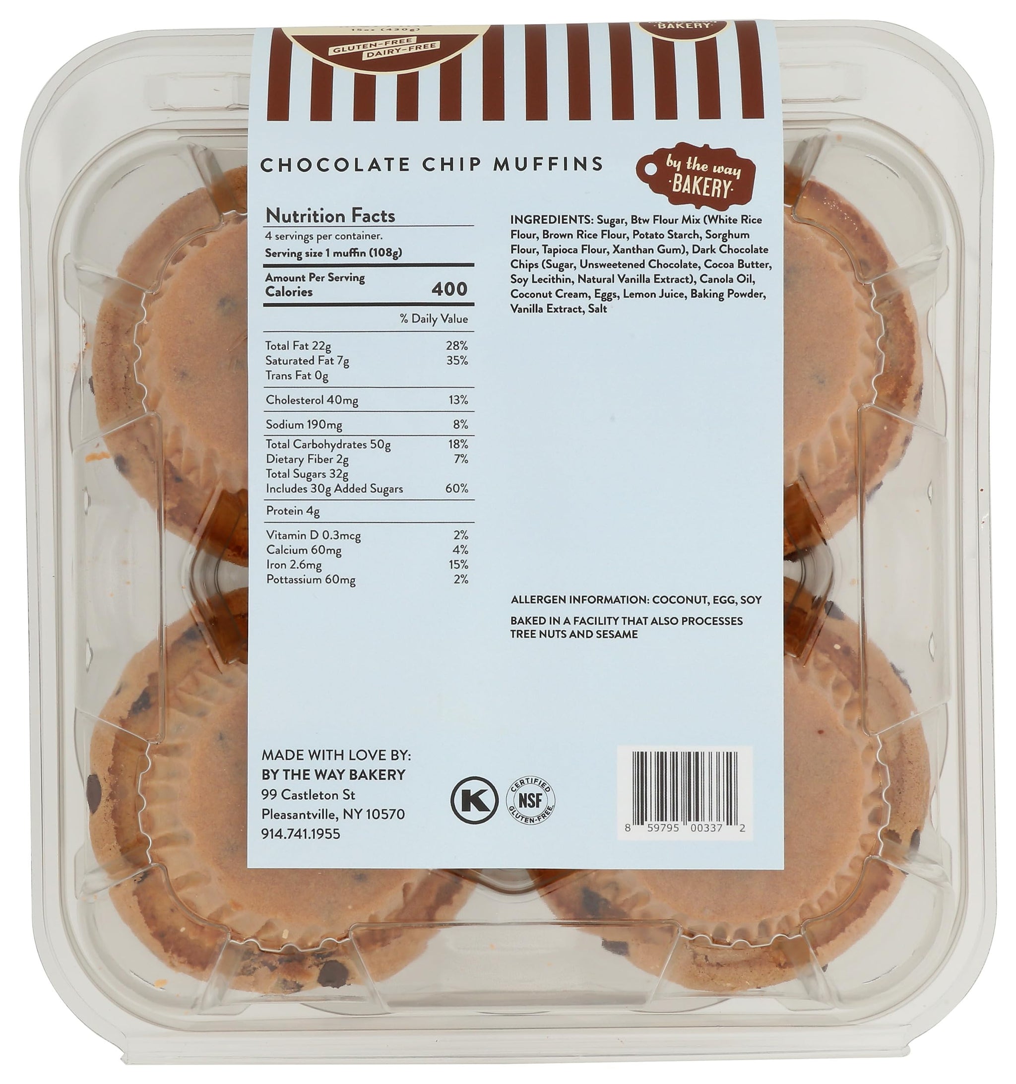 By the Way Bakery Chocolate Chip Muffins 4 Count, 14 OZ