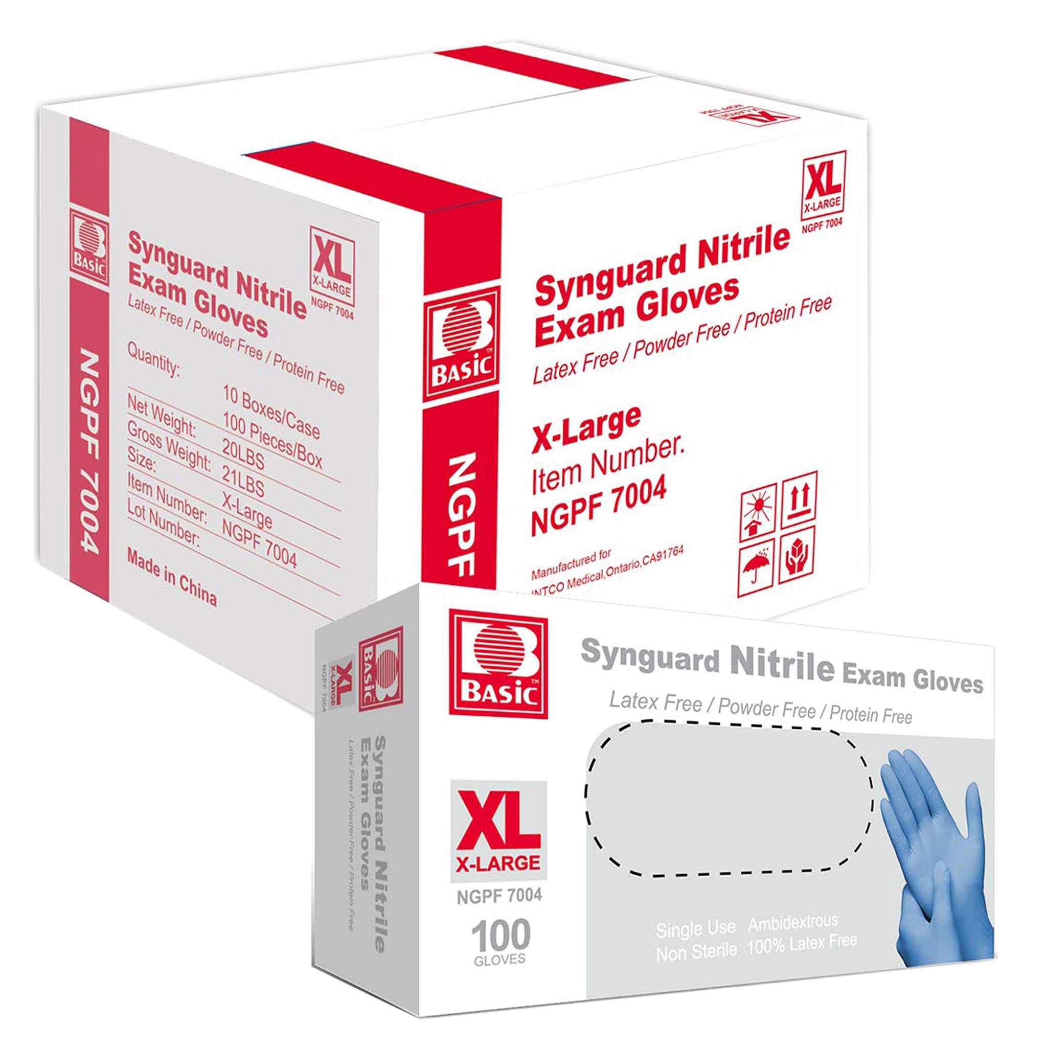 Rhino Blue Nitrile Exam Gloves - Latex-Free & Powder-Free - NGPF-7004 (Case of 1,000), Xtra Large