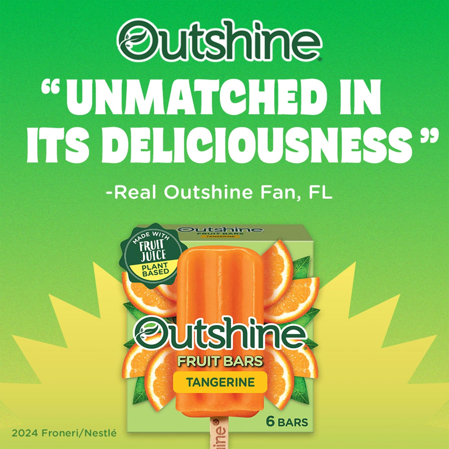 Outshine, Tangerine Fruit Bars, 6 Count (Frozen), Ice-cream