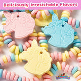 Imagine Splash Unicorn Candy Bracelet - 12 Count Individually Wrapped Edible Unicorn Jewelry - Rainbow Fruit Flavored Candy Bracelets - Party Favors