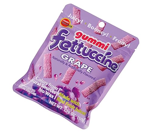 Bourbon Fettuccine Gummi Grape Candy, 10-Pack - Japanese Sour & Chewy Gummy Strips Made with Real Fruit Juice