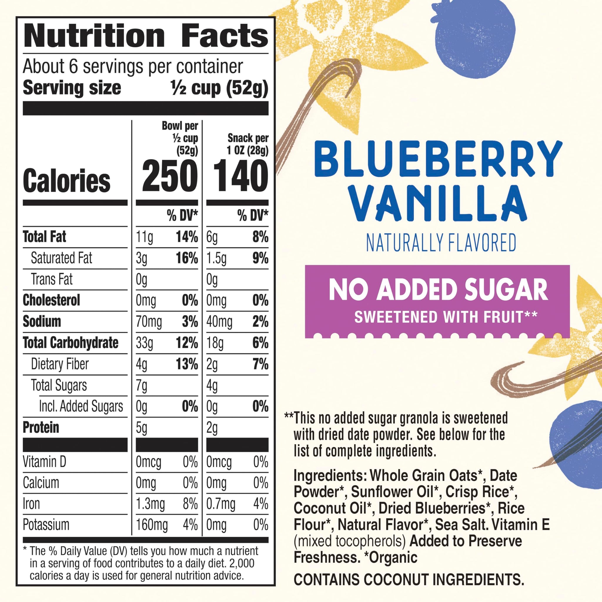 Cascadian Farm, Granola Blueberry Vanilla No Added Sugar, 11 Ounce