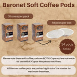 Baronet Coffee Pods [Egg Nog Coffee-54 Pods] Flavored Single Cup Use, Like Senseo [3 Boxes of 18 Single Serve 10 Gram] Regular Strength, Medium Roast